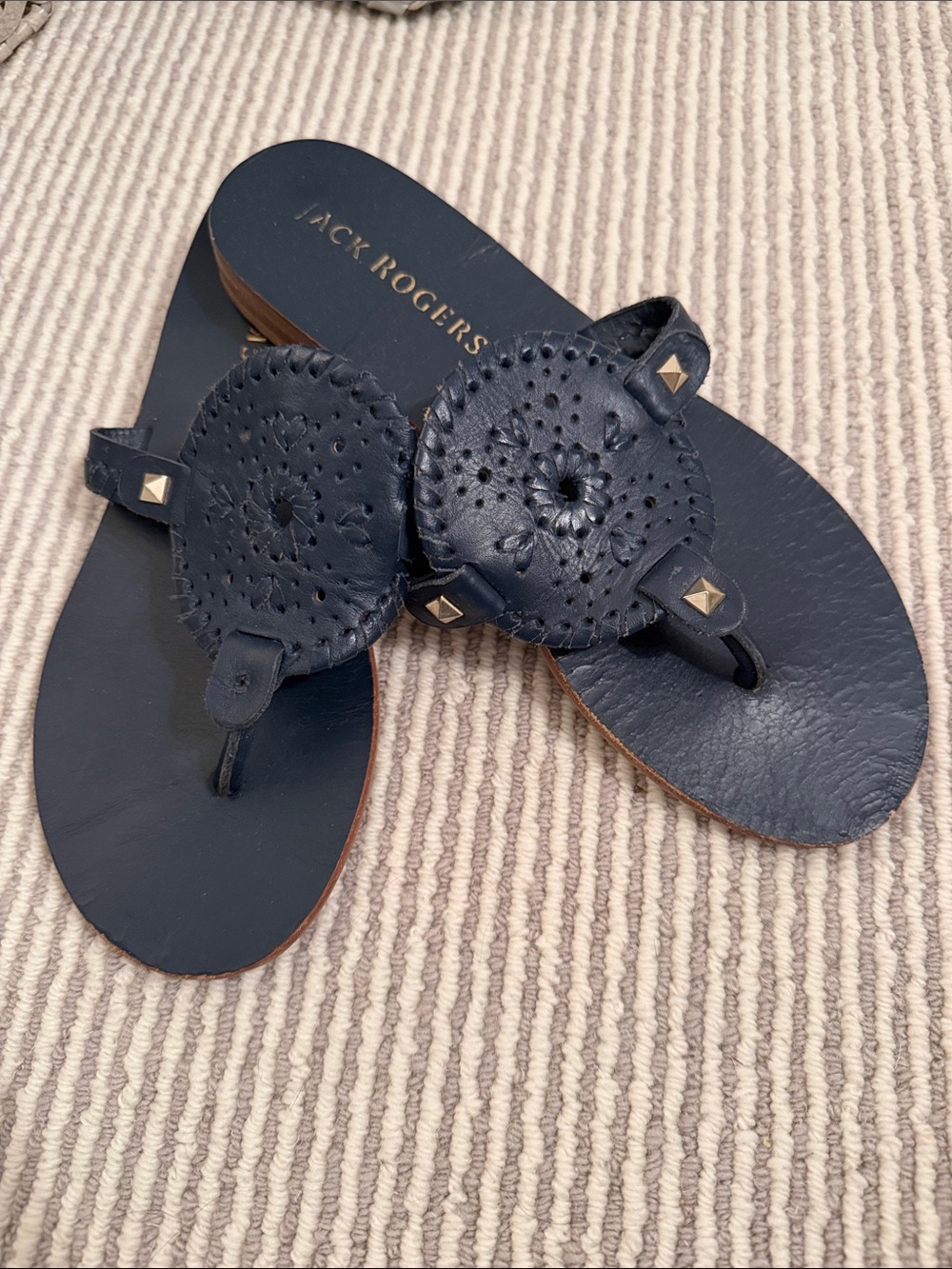 Jack Rogers Navy Leather Sandals